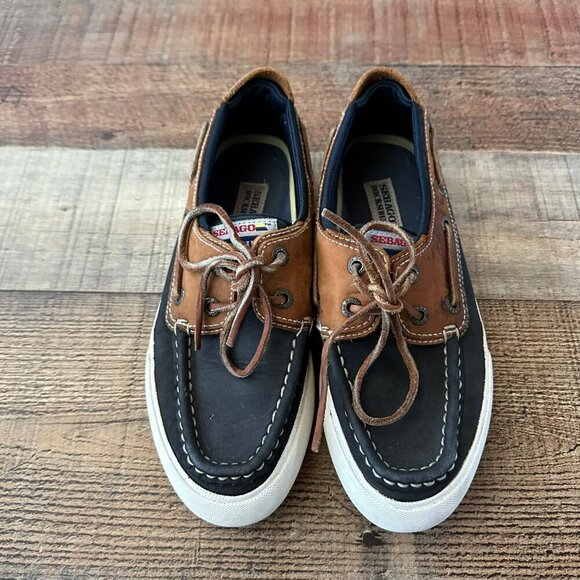 Sebago Docksides Men's Brown/Black Slip On Boat Shoes Size 6 - Picture 2 of 12